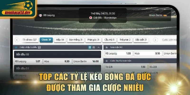 Top các tỷ lệ kèo bóng đá Đức được tham gia cược nhiều